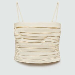 Mango Cream Ruched Bustier Camisole